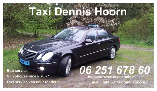 Visitekaartje Taxi Dennis Hoorn